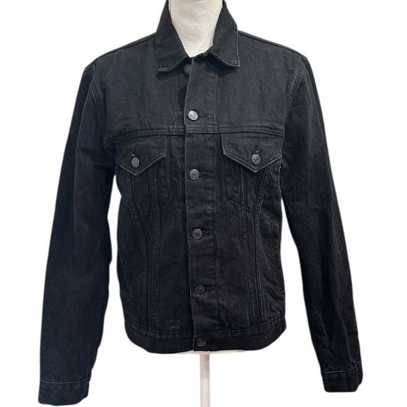 Denim & Supply Ralph Lauren Black Denim Trucker Jacket Utility Workwear Sz Small - Picture 3 of 10
